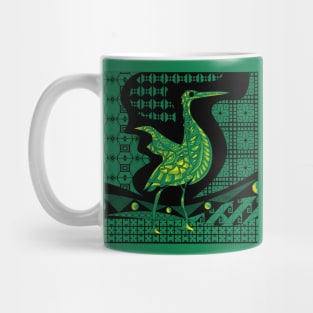 jade green agami heron garza in ecopop talavera azulejo pattern in pop wallpaper Mug